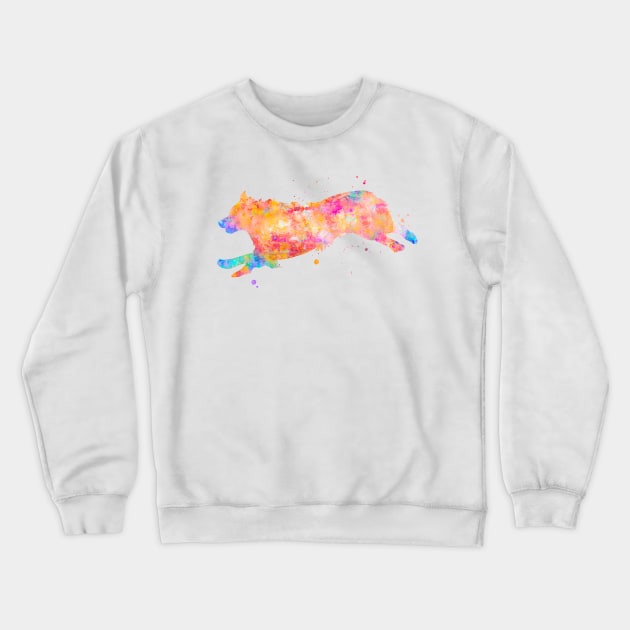 Running Australian Shepherd Dog Watercolor Painting 2 Crewneck Sweatshirt by Miao Miao Design